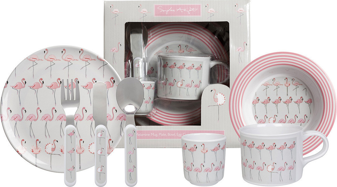 Sophie Allport Σετ Φαγητού "Flamingos" από Μελαμίνη Ροζ 7τμχ MCS3801