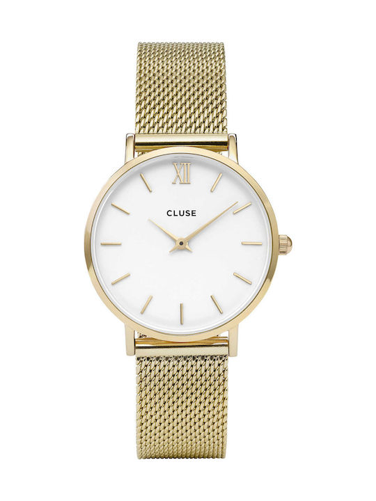 Cluse Minuit Watch with Gold Metal Bracelet