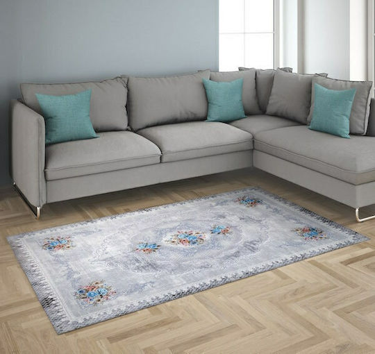 Tzikas Carpets 72005-022 Modern Bedroom Rug Set Cotton Damask Blue 3 Pieces