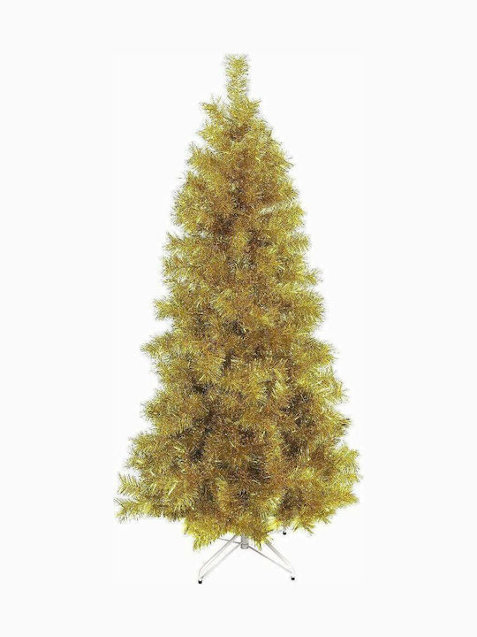 Χριστουγεννιάτικο Δέντρο Χρυσό Slim 180εκ με Μεταλλική Βάση