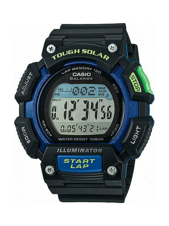 Casio Digital Uhr Solar mit Schwarz Kautschukarmband