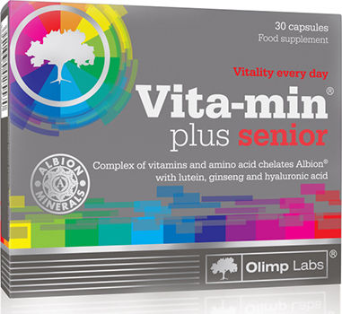 Olimp Sport Nutrition Vita-Min Plus Senior Multivitamin für Stärkung des Immunsystems geeignet für Erwachsene 50+ 30 Mützen