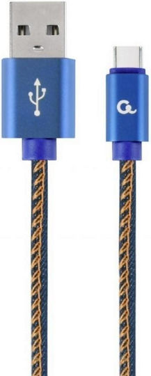 Gembird Premium jeans (denim) Braided USB 2.0 Cable USB-C male - USB-A Μπλε 1m CC-USB2J-AMCM-1M-BL