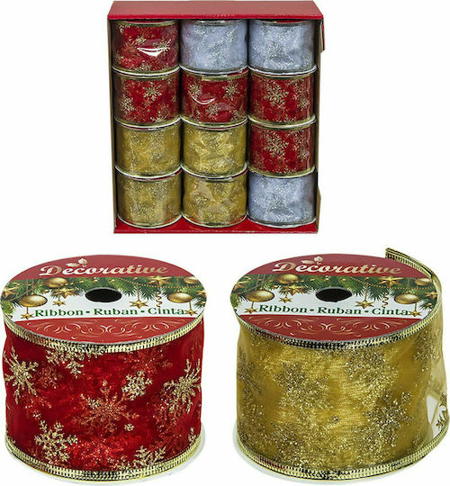 XMASfest Christmas with Glitter 5.5m Christmas Ribbon Red 550x6.3cm 1pc