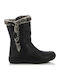 Leather Women's Boots with Fur Black