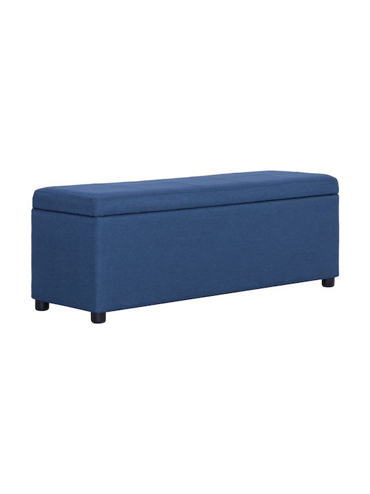 Stool Bench Stool With Storage Space Upholstered with Fabric Blue 116x38x43cm