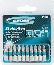 Gross Set of 10 Screwdriver Bits Cross / Allen