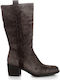 Alpe Suede Medium Heel Women's Boots with Zipper Brown