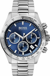 Boss Hero Men's Watch 43mm Battery Chronograph with Silver Stainless Steel Bracelet