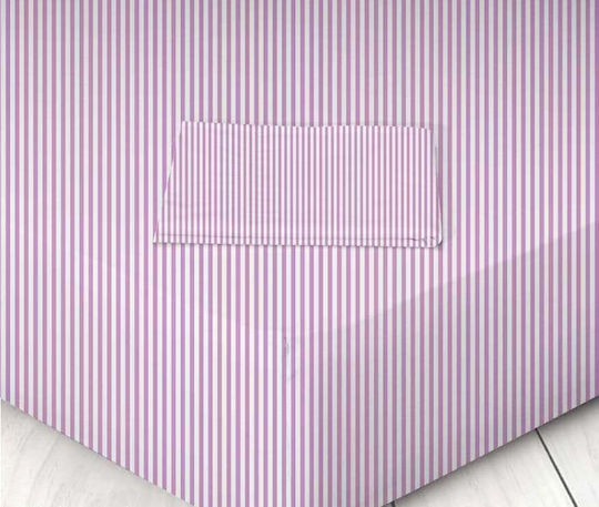 Marwa Чаршаф Единично с Ластик 100x200+25см. Виолетово на райета