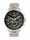 Boss Hero Ανδρικό Ρολόι 43mm Χρονογράφος Μπαταρίας με Ασημί Μεταλλικό Μπρασελέ