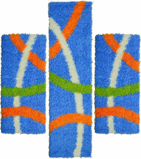 Sprintzio Shaggy Bedroom Rugs Set Blue 1133 3pcs