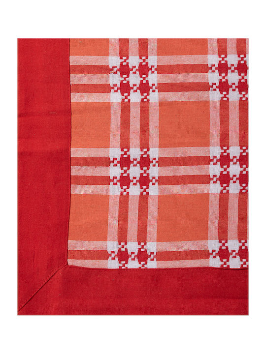 Silk Fashion Tablecloth Cotton with Embroidery Set Moda White Checkered Red Red White Checkers Red White 160x220cm