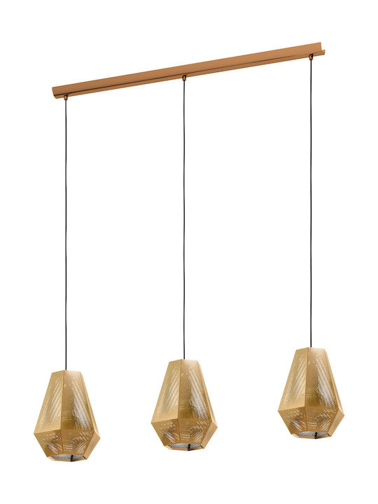 Eglo Chiavica Pendant Light Three-Light Rail for Socket E27 Gold