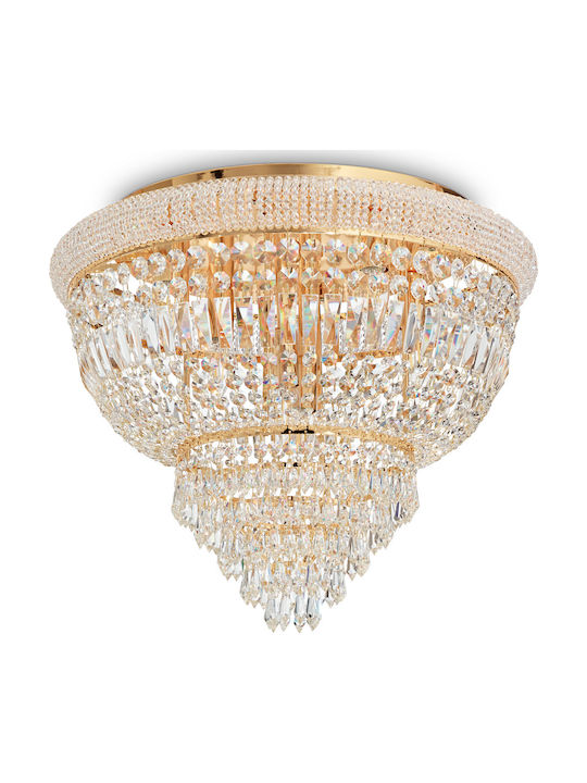 Ideal Lux Ottone Classic Ceiling Light with Socket E14 with Crystals 52pcs Gold