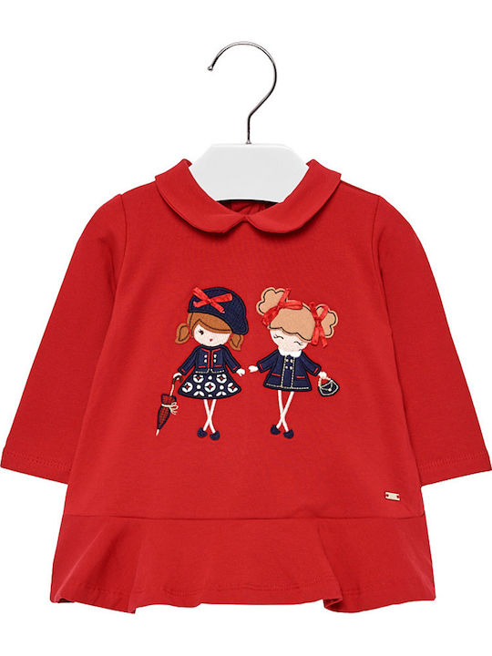 Mayoral Kids Dress Long Sleeve Red