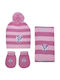 Minnie Set Kids Beanie with Scarf & Gloves Knitted Pink
