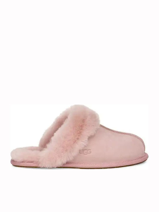 Ugg Australia W Scuffette II Χειμερινές Γυναικείες Παντόφλες με γούνα σε Ροζ Χρώμα