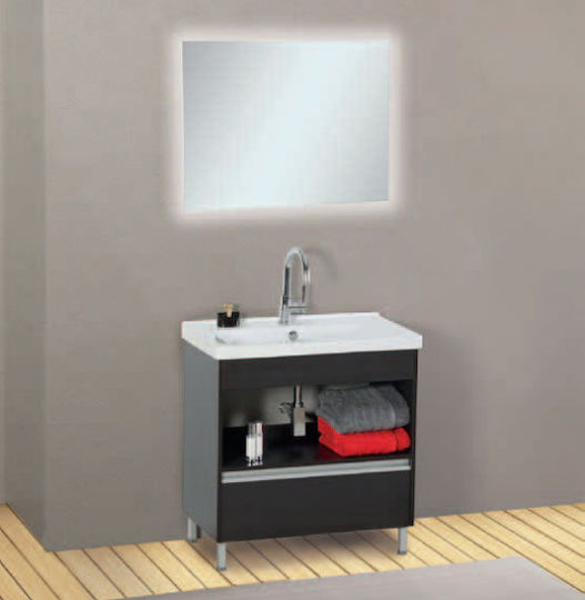 Pro Bagno Neanthis 935 Countertop with Sink & Mirror with Light L80xW45xH85cm Black
