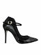 Gianna Kazakou Grenchen Pointed Toe Heel of Patent Leather with Strap Black