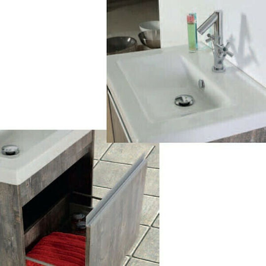 Pro Bagno Nicias 933 Blat cu Lavoar & Oglindă cu lumină L65xW45xH57cm Maro