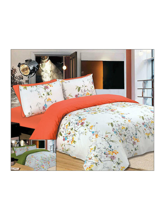 Le Blanc Premium Flowers Σετ Σεντόνια Μονά με Λάστιχο 100x200+33εκ. Peach (3τμχ)