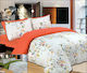 Le Blanc Premium Flowers Σετ Σεντόνια Μονά με Λάστιχο 100x200+33εκ. Peach (3τμχ)