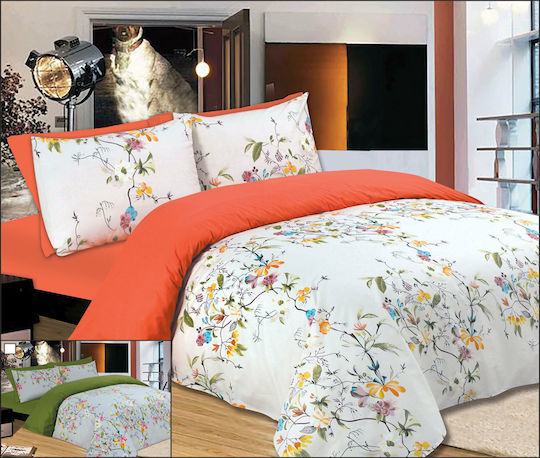 Le Blanc Сет Чаршафи с Ластик 100x200+33см. Premium Flowers Праскова 3бр
