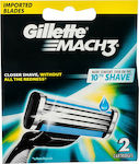 Gillette Mach3 Ανταλλακτικές Κεφαλές με 3 Λεπίδες και Λιπαντική Ταινία 2τμχ