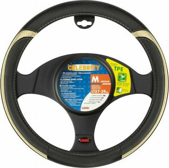 Lampa Car Steering Wheel Cover Celebrity with Diameter 37-39cm Synthetic Gold L3297.7