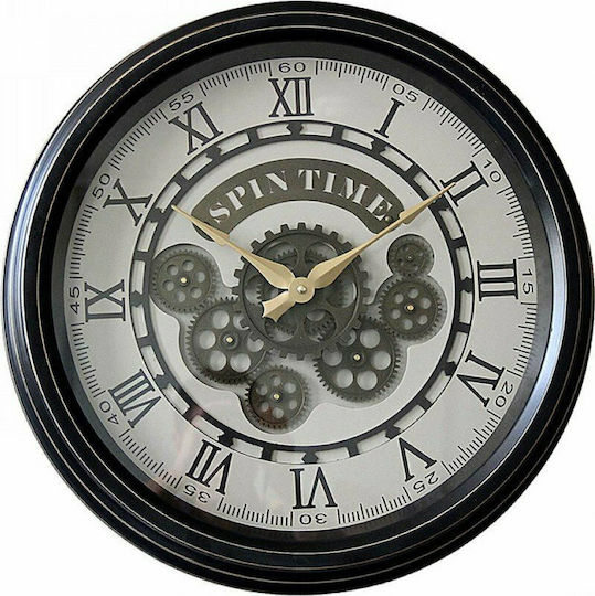 Zaros Spin Time Ceas De Perete Antic Metalic Negru Ø50cm