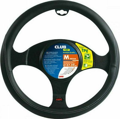 Lampa Car Steering Wheel Cover Club with Diameter 37-39cm Synthetic Black with White Seam L3306.6/3303.8