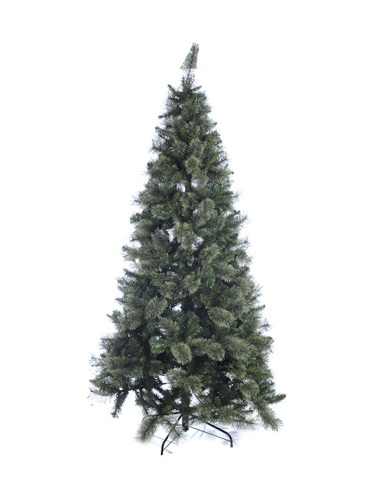 Cashmere Hinged Christmas Slim Green Tree with Metallic Base and Built in Branches H210cm