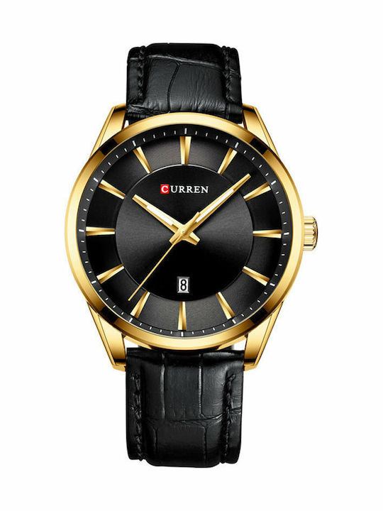Curren Herrenuhr 45mm Batterie mit Lederarmband...