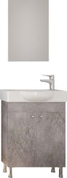 Drop Litos 55 Bench with Washbasin & Mirror Glossy Lacquer L53xW24xH60cm Granite