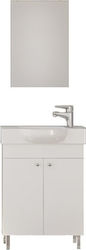 Drop Litos 55 Bench with Washbasin & Mirror Matte Lacquer L53xW24xH60cm White