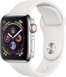 Apple Watch Series 4 Cellular Stainless Steel 40mm Waterproof with eSIM and Heart Rate Monitor (White)