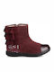 Leather Kids Boots with Zipper Burgundy