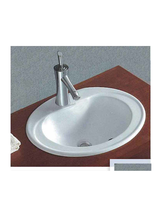 Gloria Karen Ένθετος Νιπτήρας Πορσελάνης 56.5x48.5x20cm Λευκός