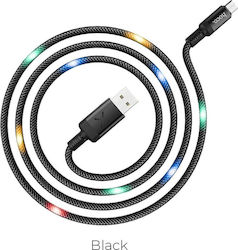 Hoco U63 Braided / LED USB 2.0 σε micro USB 1.2m Μαύρο