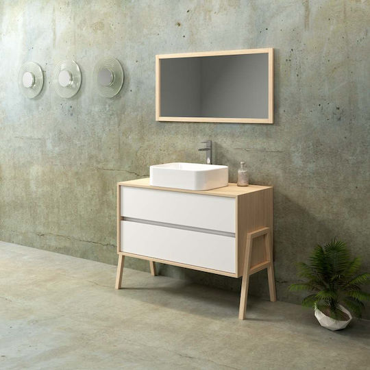 Zebis Palette 105 Πάγκος με Νιπτήρα & Καθρέπτη Μελαμίνη Μ105xΒ45xΥ75cm Λάττε
