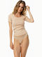 Women's Short Sleeve Cotton T-Shirt Beige 2Pack