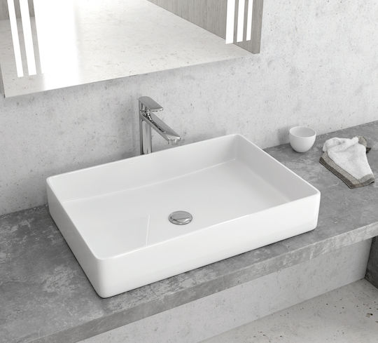Karag Επικαθήμενος Νιπτήρας Πορσελάνης 60.5x40.5x11cm Λευκός Karag Επικαθήμενος Νιπτήρας Πορσελάνης 60.5x40.5x11cm Λευκός