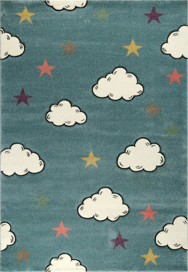 Tzikas Carpets 17419-030 Παιδικό Χαλί Σύννεφα Πετρόλ 133x190cm Πάχους 13mm