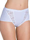 Chic Maxi Βαμβακερό Ψηλόμεσο Γυναικείο Boxer με Δαντέλα Λευκό