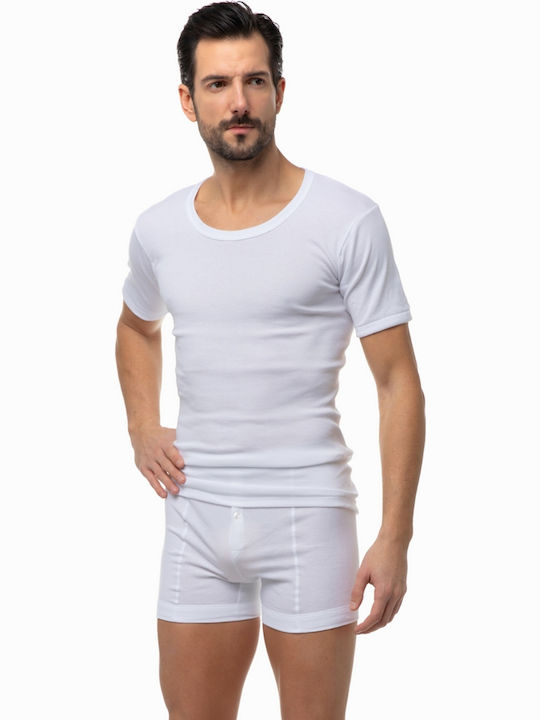 Minerva Men's Undershirt Short-sleeved in White...