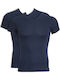 Minerva 90-11042 Men's Short Sleeve Undershirts Navy Blue 2Pack