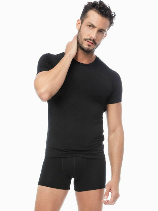 Men's Undershirt Short-sleeved in Black Color