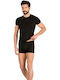 Minerva 90-12075 Men's Undershirt Short-sleeved in Black Color 90-12075-045