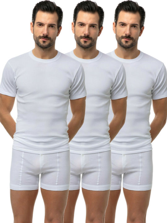 Minerva Мъжки Тениски С Къс Ръкав В Бял Цвят 3Pack